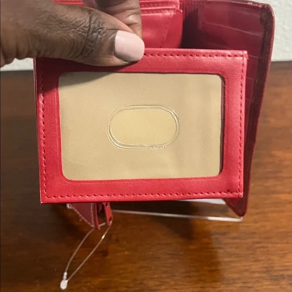 EUC- Burton Red Genuine Leather Exterior  Wallet with Metal Accents - Picture 9 of 12